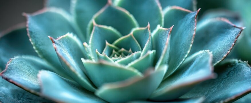 Close-up of a blue-green succulent plant with thick, fleshy leaves arranged in a rosette pattern, showcasing fine textures and soft natural lighting