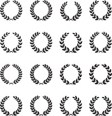Laurel Wreaths Grid: A grid of meticulously crafted laurel wreaths, each a symbol of triumph and honor, arranged in a visually appealing, flat-lay composition.