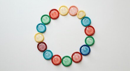 colorful condoms forming a circle symbolizing unity
