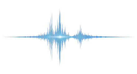 Blue waveform sound visualization for audio music concept isolated PNG with Transparent Background