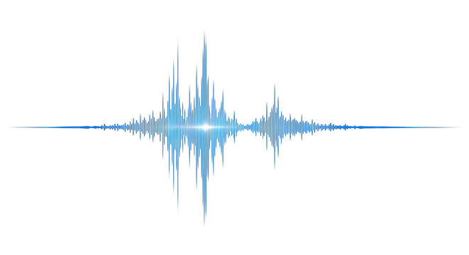 Blue waveform sound visualization for audio music concept isolated PNG with Transparent Background