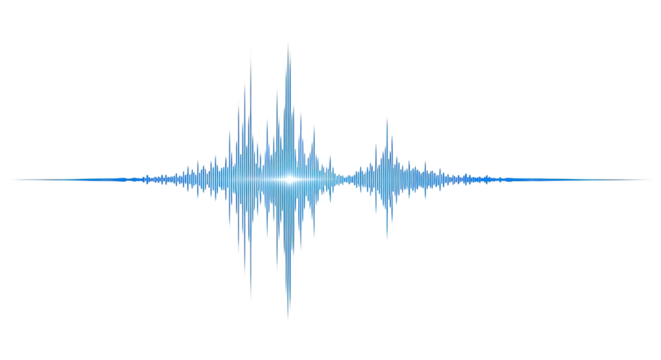 Blue waveform sound visualization for audio music concept isolated PNG with Transparent Background