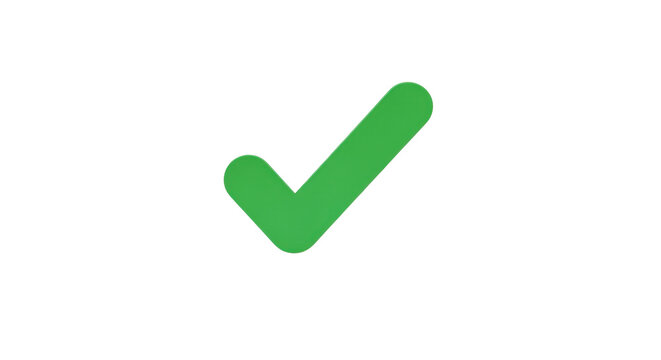 Green check mark symbol for approval or correct answer isolated PNG with Transparent Background