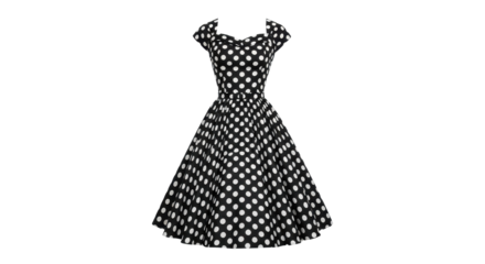 Polka dot dress in vintage style isolated PNG with Transparent Background