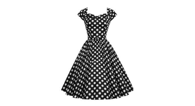 Polka dot dress in vintage style isolated PNG with Transparent Background