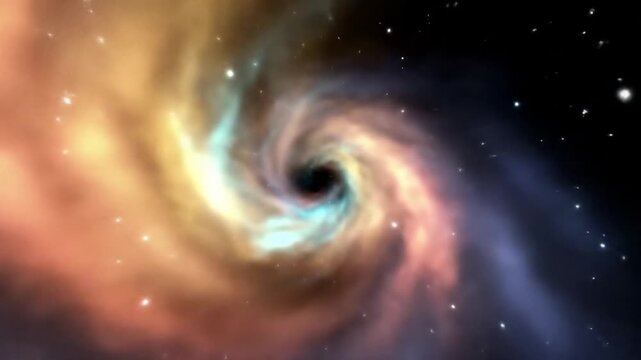 Cosmic vortex animation, swirling galaxy background for science and astronomy visuals