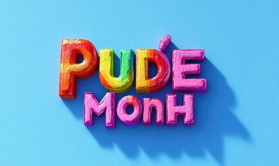colorful 3d textured letters spelling out an incomplete phrase on a bright blue background casting shadows