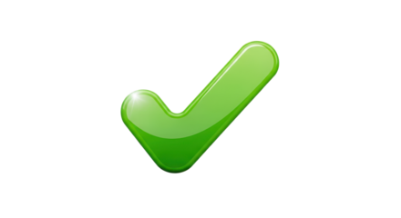 Glossy Green 3D Check Mark Symbol Isolated on White Background