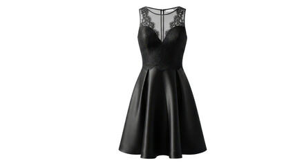 Elegant black dress with lace detail for special occasion isolated PNG with Transparent Background