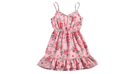 Pink floral dress for a young girl fashion shoot isolated PNG with Transparent Background