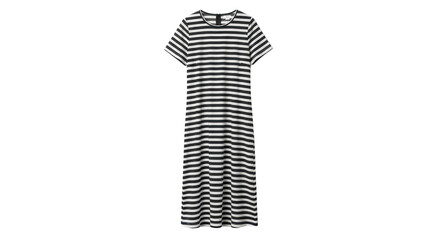 Long striped dress with short sleeves isolated PNG with Transparent Background