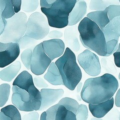 Abstract pattern of smooth blue and teal watercolor shapes with soft edges and overlapping forms creating a calming and fluid visual effect