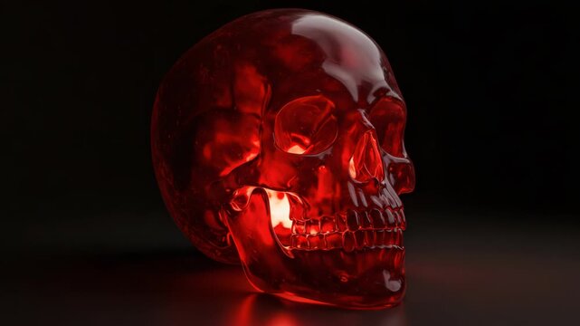 Glowing red skull on a dark background, symbolizing danger