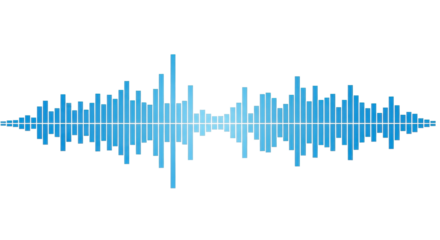 Sound wave frequency voice recording pattern in blue isolated PNG with Transparent Background