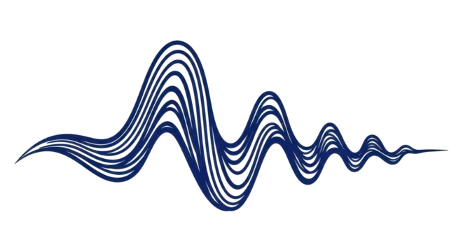 Abstract blue sound wave illustration isolated PNG with Transparent Background - Powered by Adobe