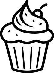 Hand Drawn Cupcake Doodle Vector Simple Party Silhouette