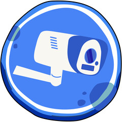 Illustration of a Security Camera on Blue Background