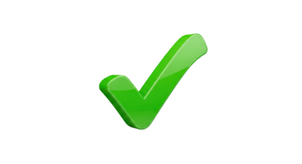 Green check mark for approval isolated PNG with Transparent Background