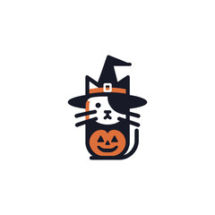 Halloween Feline Spirit A Cute Witch Cat Vector