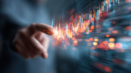 Digital finance data touch global currency reset trend glow