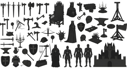 Medieval Fantasy Collection: Swords, Axes, Throne, Castle and Characters