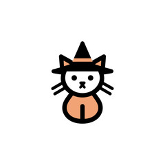 Charming Halloween Cat Wizard Cartoon Vector Illustration