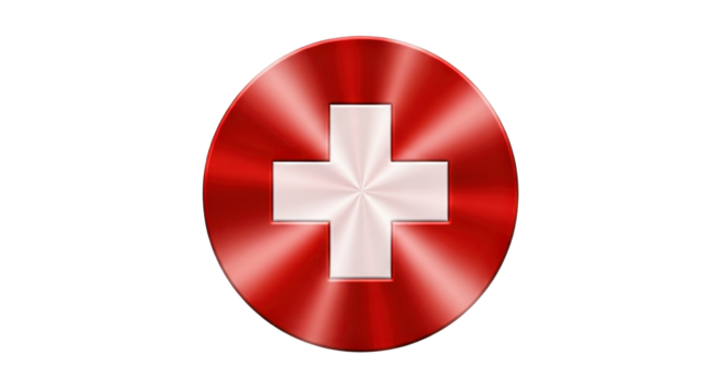 Red button with a white plus sign isolated PNG with Transparent Background
