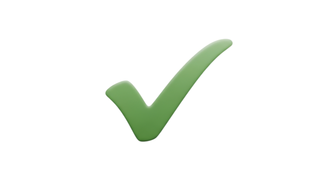 Green check mark isolated PNG with Transparent Background