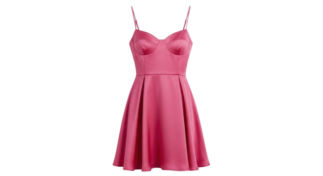 Pink mini dress with spaghetti straps isolated PNG with Transparent Background
