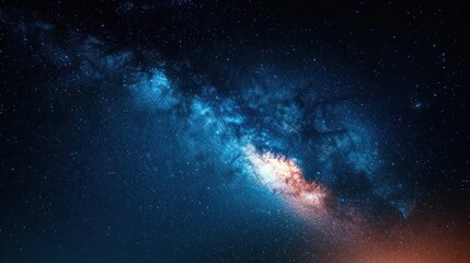 Fototapeta premium Vivid night sky filled with countless stars and a bright, colorful Milky Way galaxy stretching across the darkness, evoking awe and wonder at the vast universe
