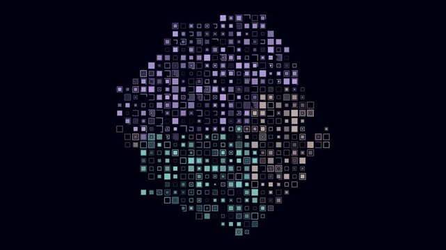 Sierra Leone animated country shape. Pulsating colored dots on the map of the country. Large size square blocks. Digital style Sierra Leone map on dark background. Amazing animation video.