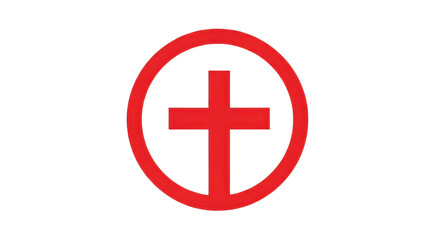 Obraz premium Red Christian cross in circle symbol isolated PNG with Transparent Background