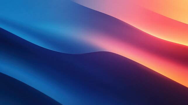 Smooth flowing waves of vibrant blue and warm orange light blending softly to create an abstract, calming gradient with a sense of depth and motion