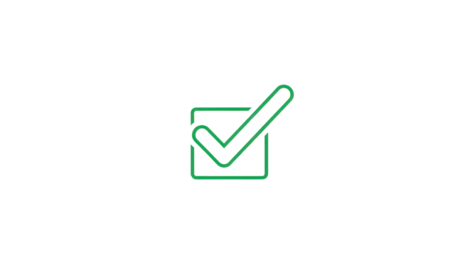 Green check mark icon in box isolated PNG with Transparent Background