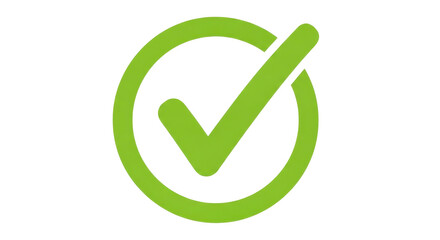 Green check mark in circle for approval or correct choice isolated PNG with Transparent Background