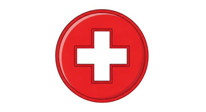 Red and White Cross Healthcare Symbol isolated PNG with Transparent Background