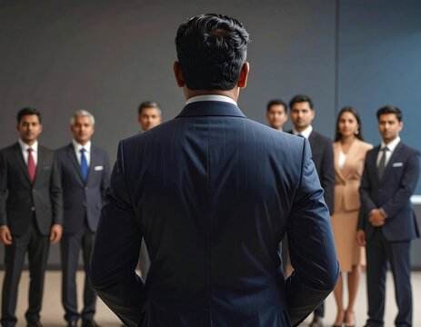 Professional presentation from the back, leadership