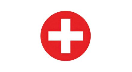 Fototapeta premium Red cross in circle, health symbol isolated PNG with Transparent Background