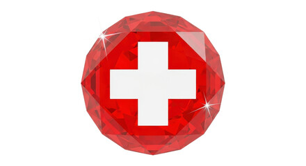 Obraz premium Ruby with Swiss flag isolated PNG with Transparent Background