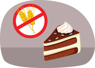 Gluten Free Piece of Cake Vector Illustration Design. Symbol for celiac friendly desserts handmade with love 

