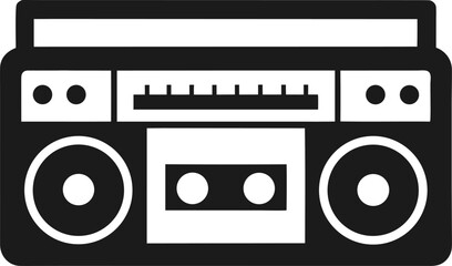 Fototapeta premium Stylish Boombox with Cassette Tape Vector Clean Silhouette