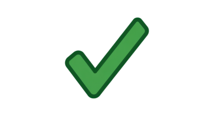 Green check mark symbol icon for approved success isolated PNG with Transparent Background