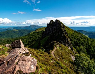 Fototapeta premium Mountain peak panorama on a sunny day