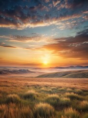 Fototapeta premium vast open grasslands under sunset