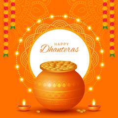 Happy Diwali festival greeting card, flyer, cover, poster, banner vector illustration