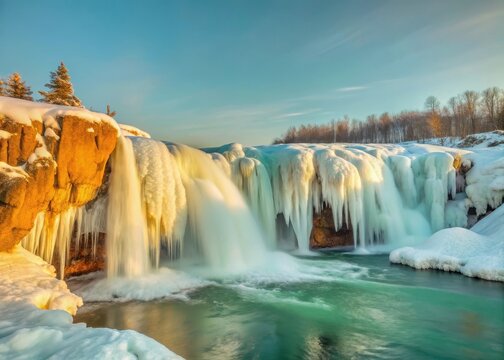 Crystal clear ice formations at Freshwater Melt forming waterfalls in Austfonna