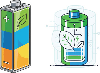Eco-Friendly Energy Battery Pack Illustration
