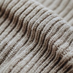 Close Up Knitted Fabric Texture Beige Wool