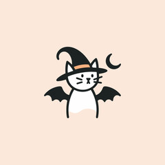 Spooky Halloween Cat in Costume Vector Illustration