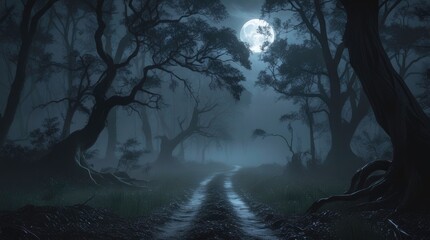 night landscape with moon